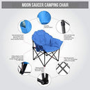 Camping World Reclining Folding Oversized Moon Saucer Chair with Cup Holder for Camping, Hiking - Saucer Support 500 LBS