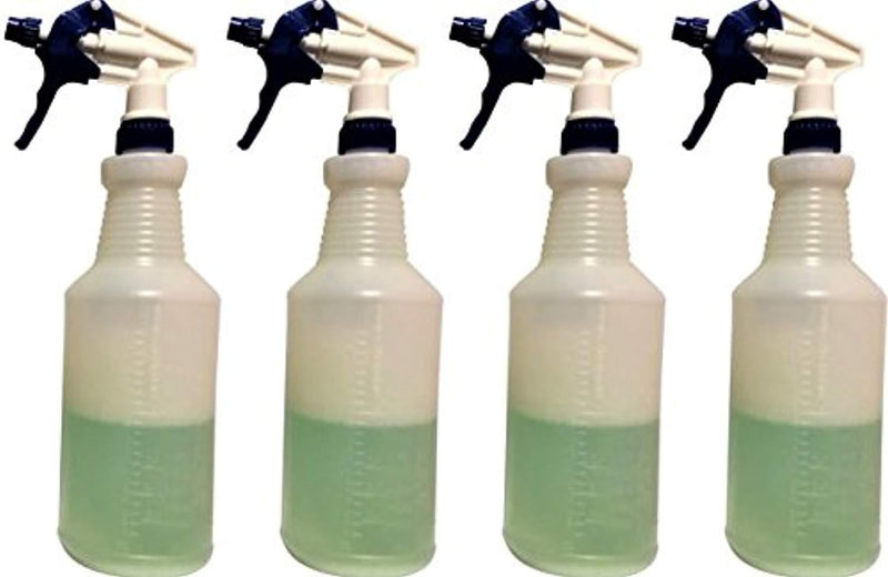 4 - Plastic Spray Bottles Leak Proof Technology Empty 32 oz Heavy Duty Commercial Grade Adjustable Spray Rate Trigger Sprayers w/Chemical Resistant Sprayer Heads - 4 Sets by Decony