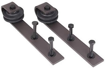 TMS 5 FT Country Antique Dark Coffee Steel Sliding Barn Wood Door Hardware Track Set