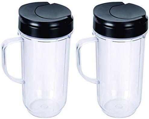 2 Bullet On The Go Mugs for Magic Bullet with Flip Top Travel Lids