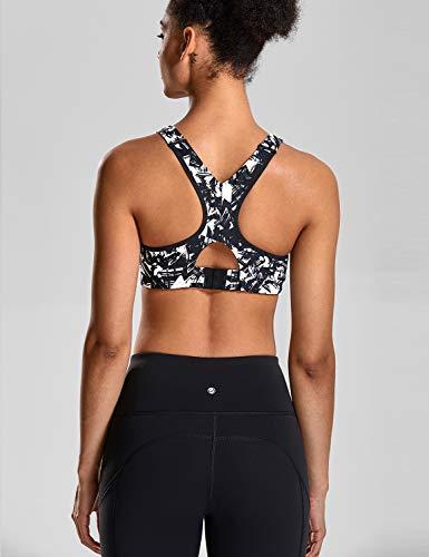 SYROKAN Women's Front Adjustable Lightly Padded Wirefree Racerback High Impact Sports Bra