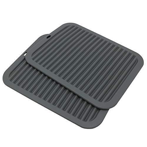 9“×12”Rectangular large silicone trivet Non slip trivet Jar opener Flexible Durable Large coaster Dishwasher Safe heat resistant mat (2 Pack black)