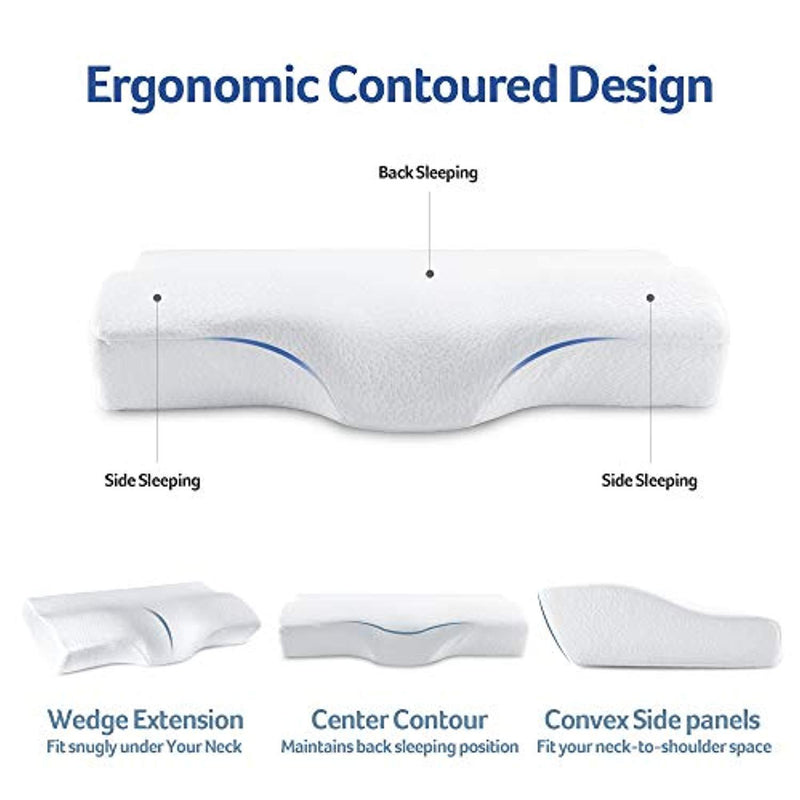 YANXUAN Contour Memory Foam Pillow for Neck Pressure Relief, Cervical Pillow Ergonomic Neck Pillow with Washable Pillowcase, 23.6" X 13.8" X 4.3"