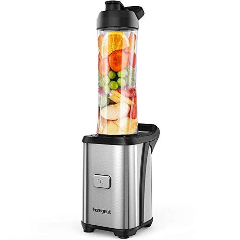 Homgeek Personal Mini Blender Smoothie Maker, Smoothie Single Serve Blender Portable Juicer Cup, Electric Power Mixer Fruit and Vegetable Single Serve,with Travel Lid and Tritan Travel Sport Bottle