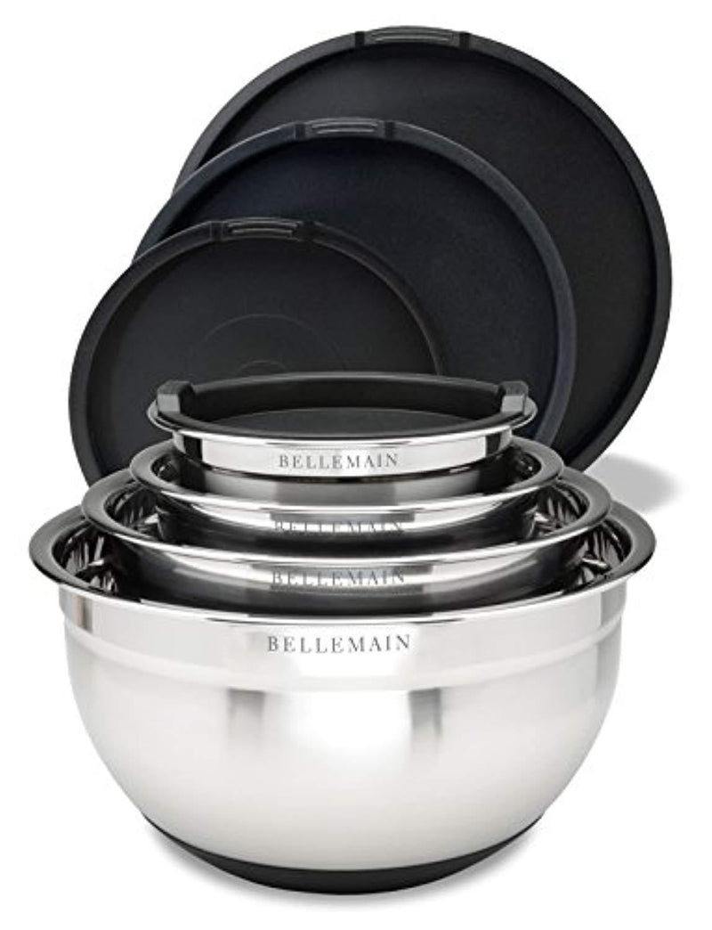 Top Rated Bellemain Stainless Steel Non-Slip Mixing Bowls with Lids, 4 Piece Set Includes 1 Qt, 1.5 Qt, 3 Qt. & 5 Qt.