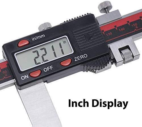 VINCA DCLA-0605 Quality Electronic Digital Vernier Caliper Inch/Metric/Fractions Conversion 0-6 Inch/150 mm Stainless Steel Body Red/Black Extra Large LCD Screen Auto Off Featured Measuring Tool