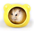 Small Pet Hideout Ceramic House Cute Adorable Cave Critter Hut Nest for Mini Animals Gerbils Chinchillas Hamster Mice Rat (Pink, L)