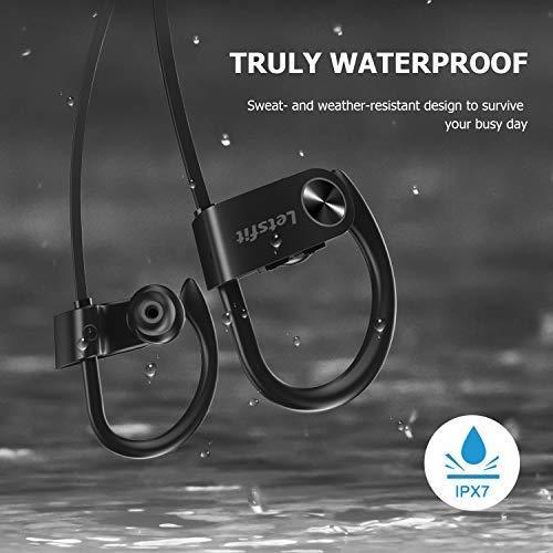 Bluetooth Headphones, Letsfit Wireless Headphones, IPX7 Waterproof Sports Earphones Gym Running, HD Stereo Headset w/Mic, 8 Hours Battery Noise Cancelling Bluetooth Earbuds