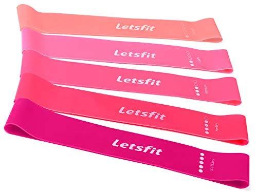 Letsfit Resistance Loop Bands, Resistance Exercise Bands for Home Fitness, Stretching, Strength Training, Physical Therapy, Natural Latex Workout Bands, Pilates Flexbands, 12" x 2"