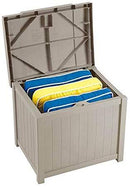 Suncast Resin Patio Storage Box - Outdoor Bin Stores Tools, Accessories and Toys - Taupe