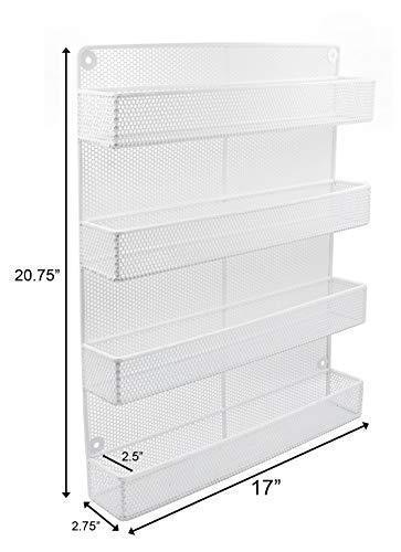 TQVAI 5 Tier Wall Mount Spice Rack Organizer Kitchen Spice Storage Shelf - Made of Sturdy Punching Net, White