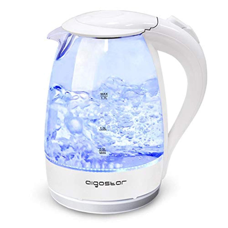 Aigostar Eve - Glass Electric Tea Kettle 1.7L 57OZ Cordless Electric Kettle for Boiling Water with Blue Led