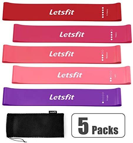 Letsfit Resistance Loop Bands, Resistance Exercise Bands for Home Fitness, Stretching, Strength Training, Physical Therapy, Natural Latex Workout Bands, Pilates Flexbands, 12" x 2"