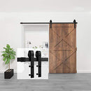 Homlux 6ft Heavy Duty Sturdy Sliding Barn Door Hardware Kit Single Door - Smoothly and Quietly - Simple and Easy to Install - Fit 1 3/8-1 3/4" Thickness Door Panel(Black)(J Shape Hangers)