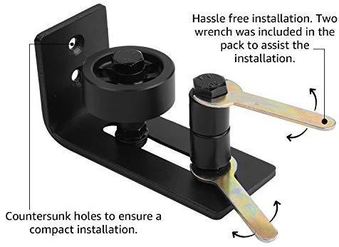 SMARTSTANDARD Sliding Barn Door Bottom Adjustable Floor Guide Roller, Black, Smoothly and Quietly, Easy to Install (2 Rollers) 2PCS