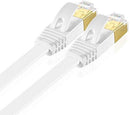 TNP Cat7 Shielded Ethernet Flat Patch Network Cable 33 ft - 10Gbps 600Mhz High Performance with Snagless RJ45 Connectors Gold Plated Plug S/STP Wires Networking Cable Wiring Black