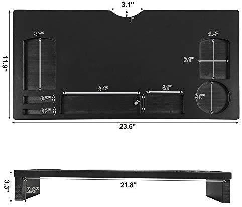 SONGMICS Monitor Stand Riser with Storage Organizer Office Computer Desk Laptop Cellphone TV Printer Stand Desktop Container Bamboo Wood Natural ULLD201