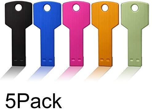 JUANWE USB Flash Drives 5 Pack 16GB USB 2.0 Metal Thumb Drives Jump Drive Memory Stick Key Shape for Students,Office,Company