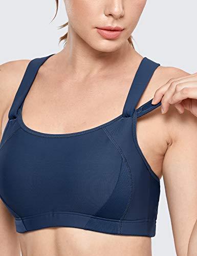 SYROKAN Women's Front Adjustable Lightly Padded Wirefree Racerback High Impact Sports Bra