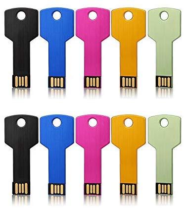 JUANWE USB Flash Drives 5 Pack 16GB USB 2.0 Metal Thumb Drives Jump Drive Memory Stick Key Shape for Students,Office,Company