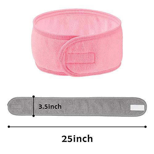 Spa Facial Headband Whaline Head Wrap Terry Cloth Headband 4 counts Stretch Towel with Magic Tape for Bath, Makeup and Sport (White)