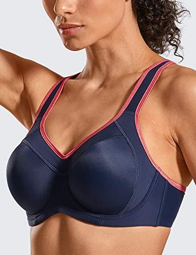 SYROKAN Women's Full Support High Impact Racerback Lightly Lined Underwire Sports Bra