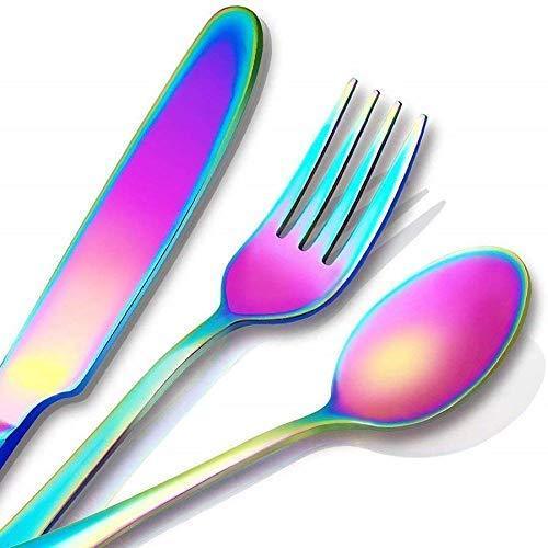 24 Piece Silverware Teivio  Set, Flatware Utensils Set Mirror Polished, Dishwasher Safe Service for 4, Include Knife/Fork/Spoon/Steak Knife/Wire Mesh Steel Cutlery Holder Storage Trays (Silver)