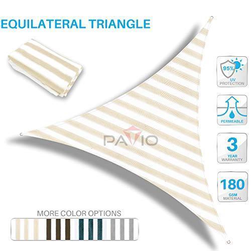 Patio Paradise 20' x 20' x 20' Beige Sun Shade Sail Triangle Canopy, 180 GSM Permeable Canopy Pergolas Top Cover, Permeable UV Block Fabric Durable Outdoor, Customized Available