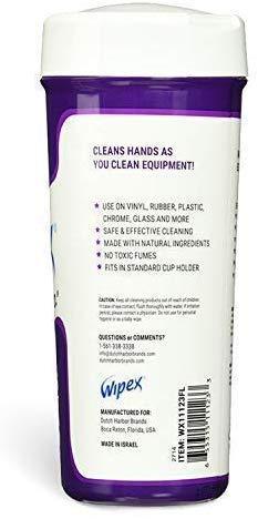 Wipex Natural Gym & Fitness Equipment Wipes, Vinegar & Lavender, 75ct Canister, Great for Yoga Mats, Pilates & Dance Studios, Home & Corp Gym, Peloton & Cycle Bikes, Spas