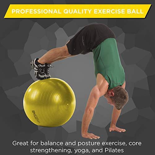 TheraBand Exercise Ball, Professional Series Stability Ball with 55 cm Diameter for Athletes 5'1" to 5'6" Tall, Slow Deflate Fitness Ball for Improved Posture, Balance, Yoga, Pilates, Core, Red