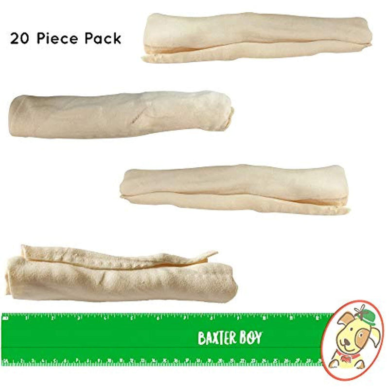 Baxter Boy Premium Rawhide Roll for Dogs Natural Chews Extra Thick Treat – Large 8”– 9” (20 Pack)