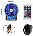 OPOLAR Mini Portable Battery Operated Travel Fan with 3-13 Battery Life, Rechargeable & USB powered Handheld Fan for Desk Beach Camping, 3 Speeds, Strong Airflow, Internal Blue Light& Side Flash Light