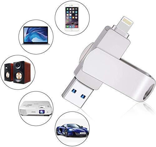 USB Flash Drive for iPhone iPad 32GB USB 3.0, 3 in 1 Lightning Flash Drive Photo Stick, iOS External Storage Memory Stick Thumb Drive for Android MacBook Windows PC OTG (32GB)