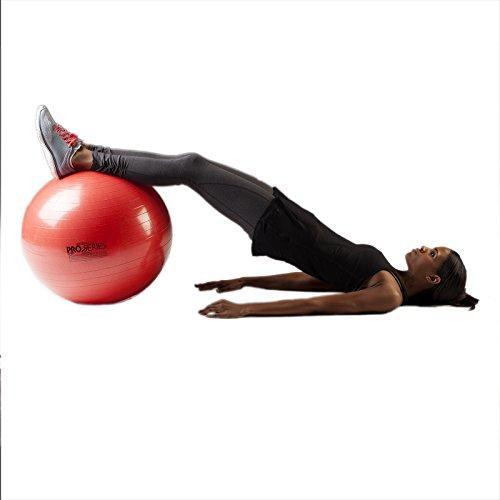 TheraBand Exercise Ball, Professional Series Stability Ball with 55 cm Diameter for Athletes 5'1" to 5'6" Tall, Slow Deflate Fitness Ball for Improved Posture, Balance, Yoga, Pilates, Core, Red