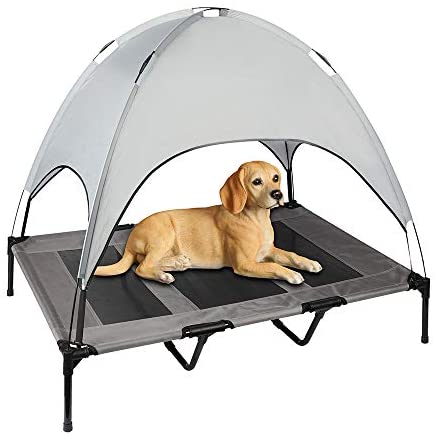 Niubya 48 Inches XLarge Elevated Dog Cot with Canopy, Durable 1680D Oxford Fabric Pet Bed for Indoor and Outdoor Use