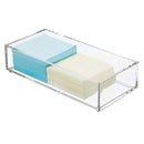 mDesign Stackable Small Plastic Desk Drawers Organizer Trays for Highlighters, Pens, Pencils - Pack of 6, 4" x 8" x 2", Clear