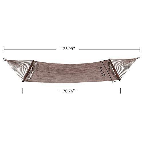 SUNMERIT Caribbean Hammock Soft-Spun Polyester Rope for Outdoor Garden Patio,450 lbs Capacity (Mocha)