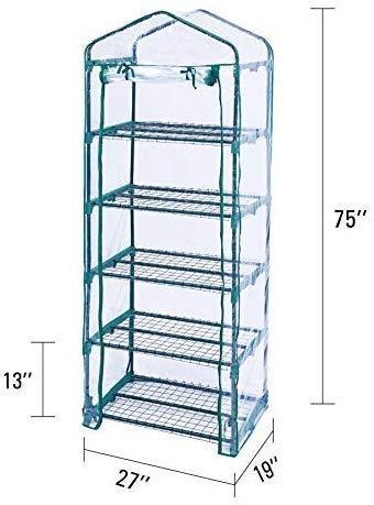 Worth 5 Tier Mini Greenhouse with Clear Polyethylene Cover, 27" Long x 19" Wide x 75" High Garden Green House