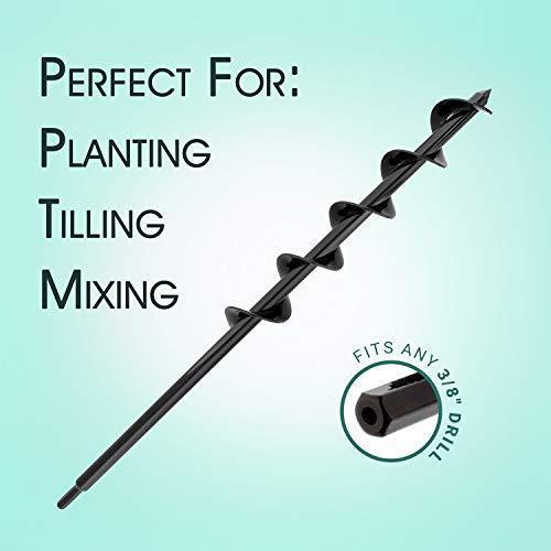 7Penn Garden Plant Flower Bulb Auger 3in x 24in Rapid Planter – Post or Umbrella Hole Digger for 3/8in Hex Drive Drill