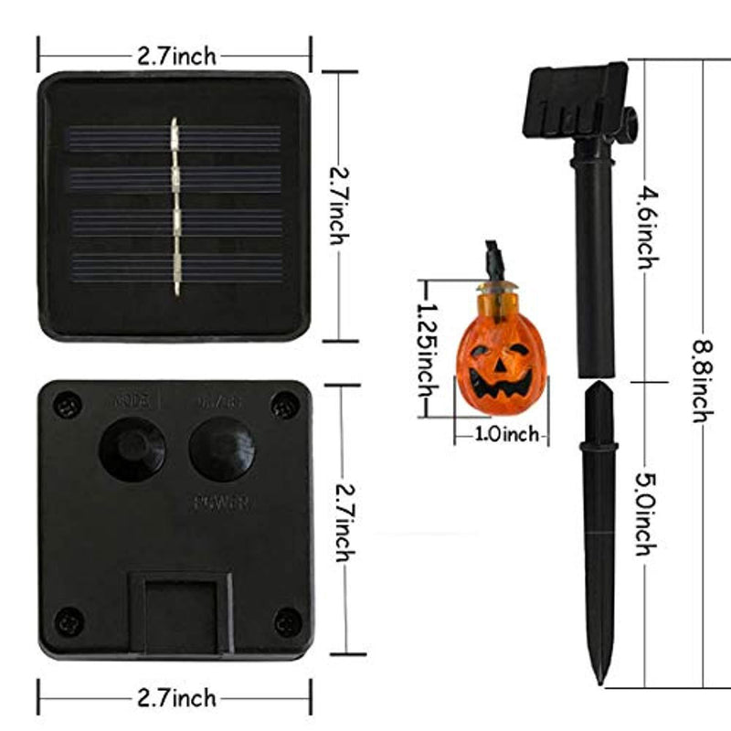 SEMILITS Solar String Lights Outdoor 30LED Yard Decorations 3D Pumpkin Garden Decor Halloween Christmas Lights