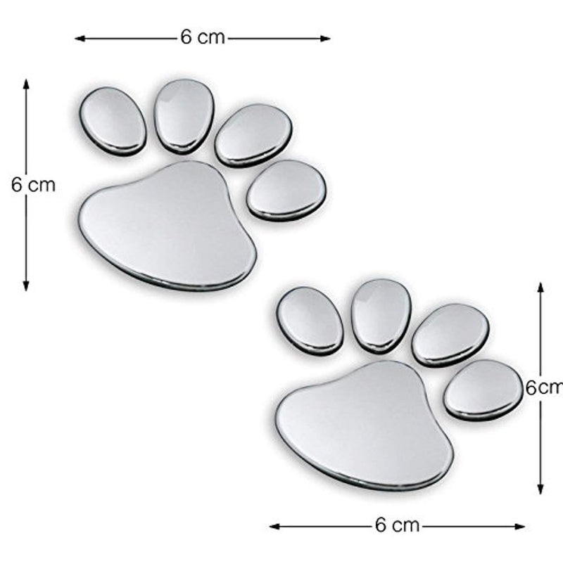 3D Sticker, Chrome Dog Footprints Pet Animal Paw Truck Car Emblem Decal Decoration