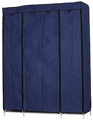 SoSo-BanTian1989 Closet Organizer Wardrobe, Portable Closet with Non-Woven Fabric Dustproof Cover, Clothes Closet Storage Organizer Shelves, 53 x 18 x 67 inch (Dark Blue)