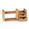 Natural Bamboo Desk Organizer with Extendable Storage and Two Drawers for Office and Home, Expandable Desk Tidy Bamboo Bookshelf