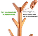 Neasyth Solid Wood Coat Rack Simple Entryway Standing Hall Tree Tetrapod Base for Hat Jacket Coat Hanger Rack in Living Room Bedroom (Teak Color)