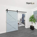 Homlux 6ft Heavy Duty Sturdy Sliding Barn Door Hardware Kit Single Door - Smoothly and Quietly - Simple and Easy to Install - Fit 1 3/8-1 3/4" Thickness Door Panel(Black)(J Shape Hangers)