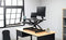 Standing Desk with Height Adjustable – Stand Up Desk Converter, 33 inches Black Ergonomic Tabletop Workstation Riser Fits Dual Monitors by Defy Desk