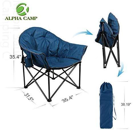 Camping World Reclining Folding Oversized Moon Saucer Chair with Cup Holder for Camping, Hiking - Saucer Support 500 LBS