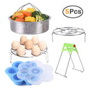 5-Piece Accessories for Instant Pot, ZOUTOG Steamer Cookware Set with Steamer Basket/Egg Steamer Rack/Steam Rack/Egg Bites Molds/Dish Clip - Fits 5, 6 and 8 Qt Pressure Cooker