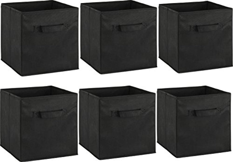 6 Pack - SimpleHouseware Foldable Cube Storage Bin, Black