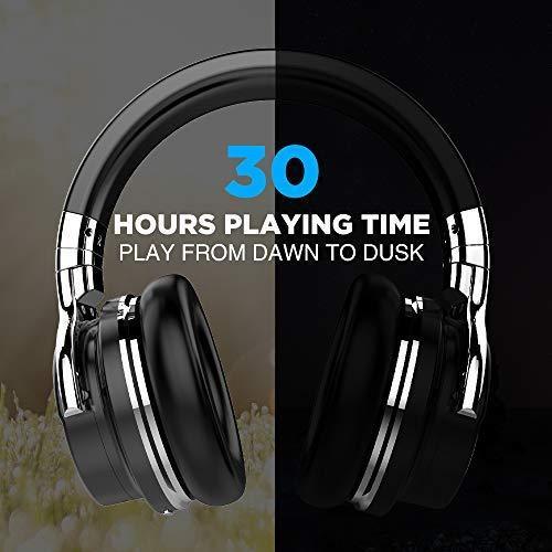 COWIN E7 Active Noise Cancelling Headphones Bluetooth Headphones with Microphone Deep Bass Wireless Headphones Over Ear, Comfortable Protein Earpads, 30 Hours Playtime for Travel/Work, Black